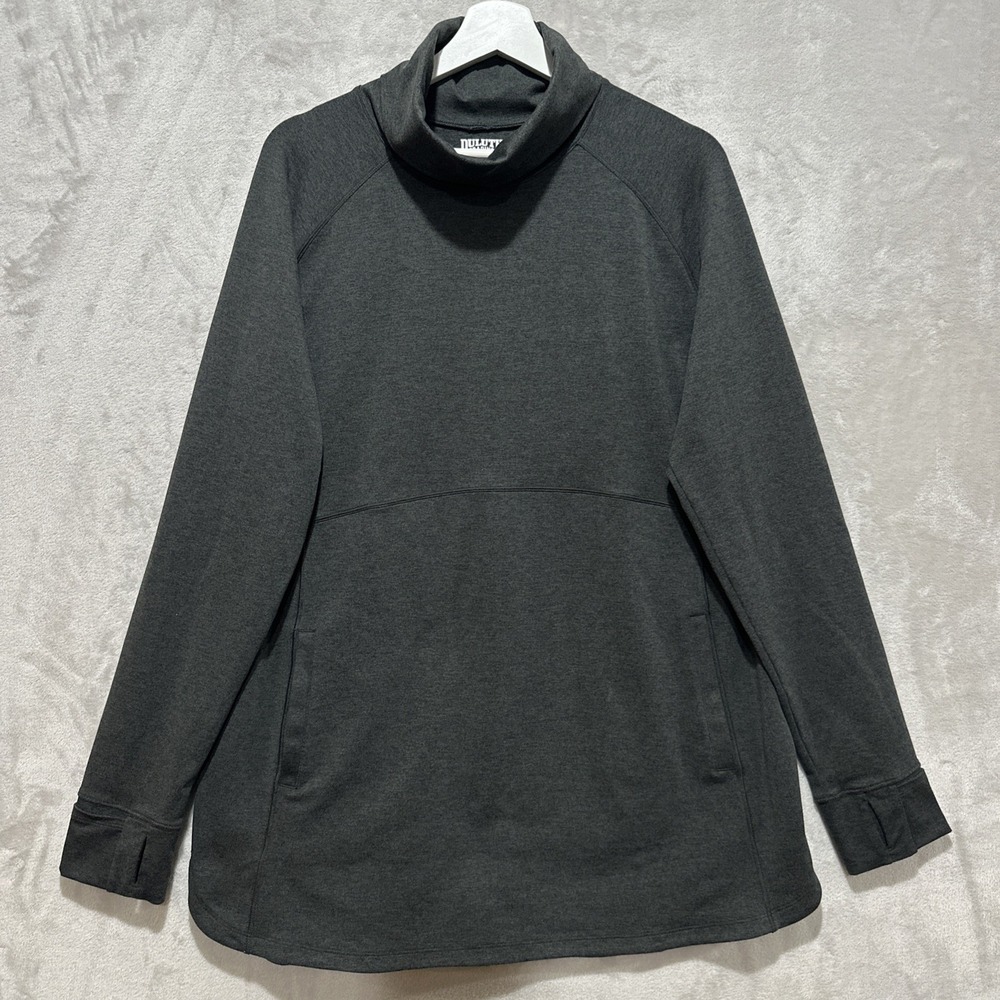 Duluth Trading Co Women's Size S Plushcious Funnelneck Thumbholes Dark Gray